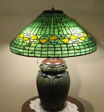 In the Style of Tiffany - Acorn Table Lamp